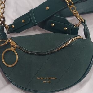 Emerald Green Crescent Shoulder Bag
